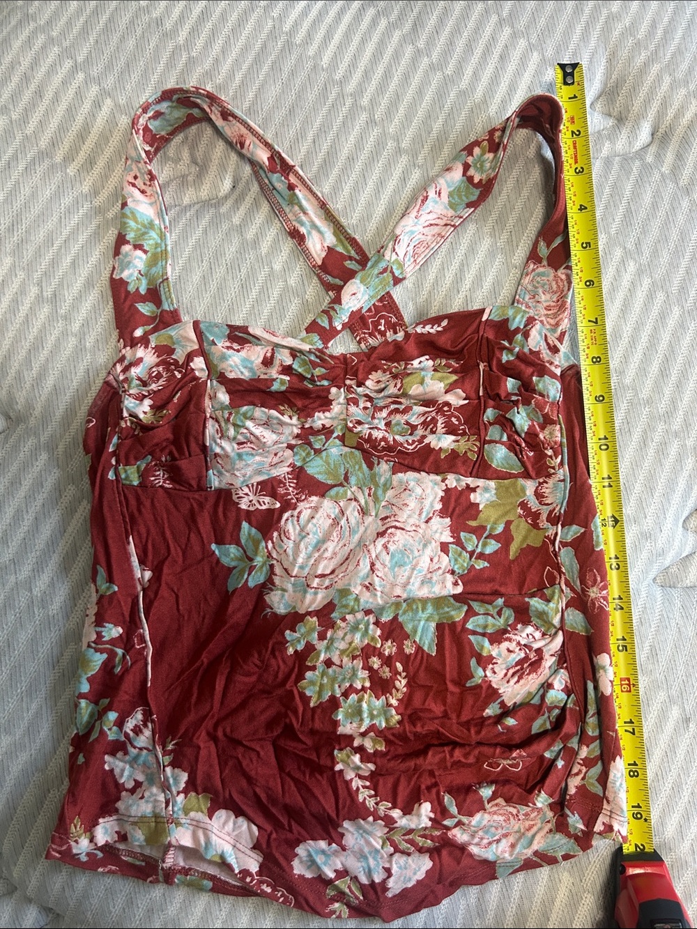 Free People Red Floral Cross-Back Camisole